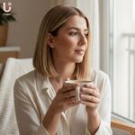 Tired mother taking a quiet moment for herself at home experiencing burnout