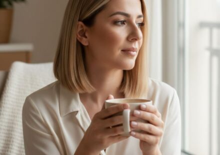 Tired mother taking a quiet moment for herself at home experiencing burnout