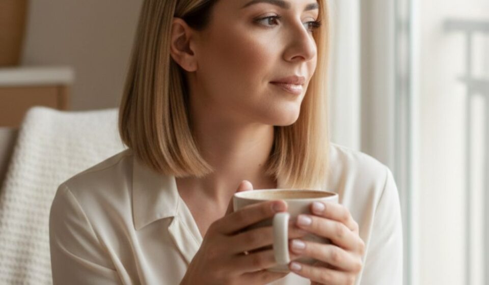 Tired mother taking a quiet moment for herself at home experiencing burnout