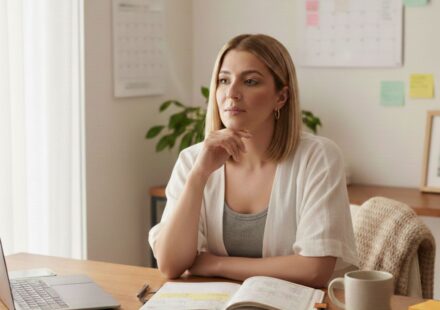 Mother managing family planning and mental load at home