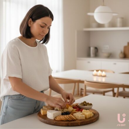 Woman preparing simple snacks at home for unexpected guests