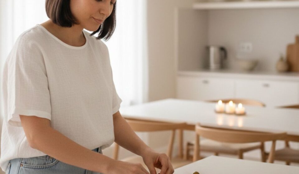 Woman preparing simple snacks at home for unexpected guests