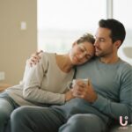 Couple reconnecting emotionally at home after having children