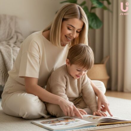 Mother and child enjoying simple screen-free activity at home