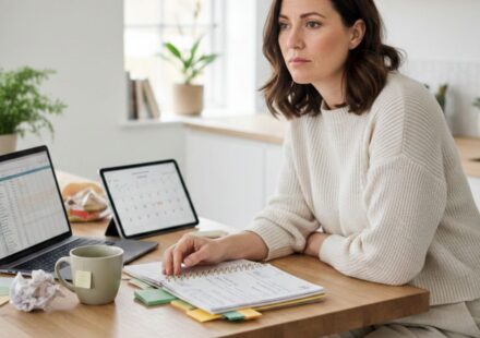 Woman experiencing mental overload and invisible responsibility at home