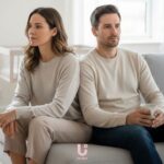 Couple experiencing emotional distance in a relationship at home