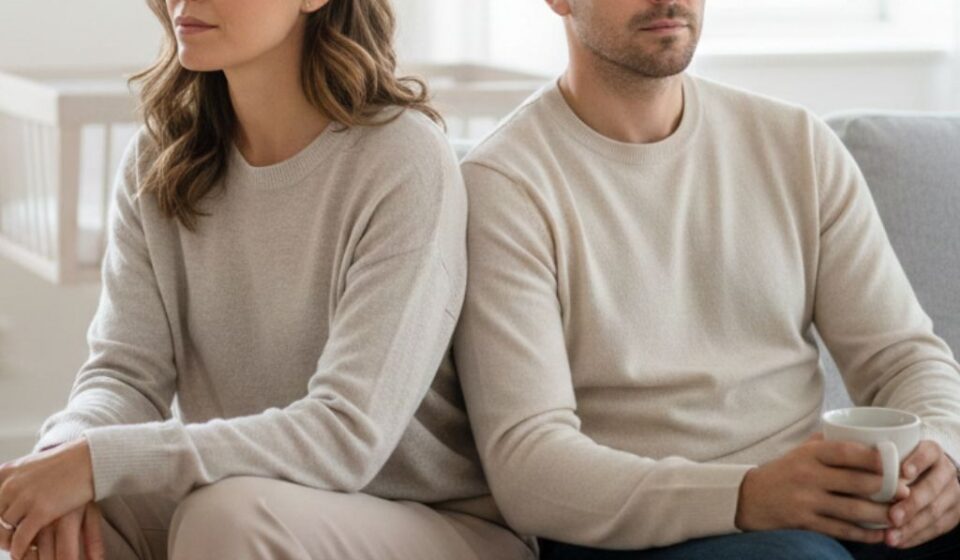 Couple experiencing emotional distance in a relationship at home