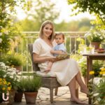 Mother and child enjoying simple low-effort activity together at home