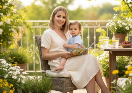 Mother and child enjoying simple low-effort activity together at home