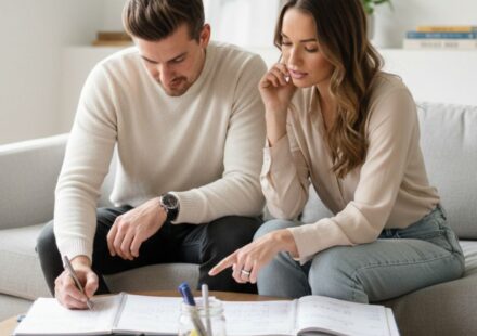 Couple discussing shared responsibilities and mental load at home