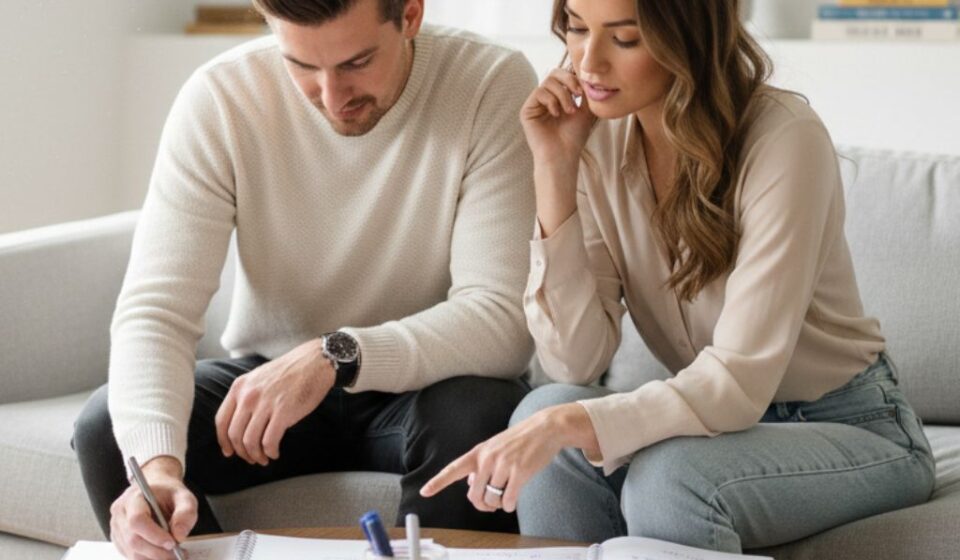 Couple discussing shared responsibilities and mental load at home